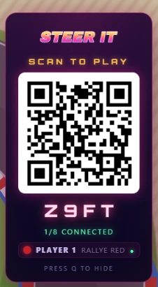 Phone scanning the SCAN TO PLAY QR panel